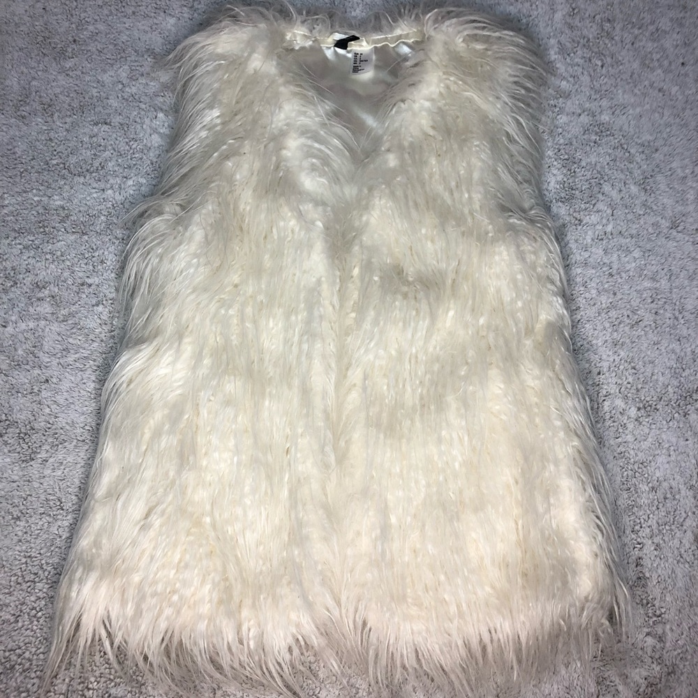 H&M White Fur Vest